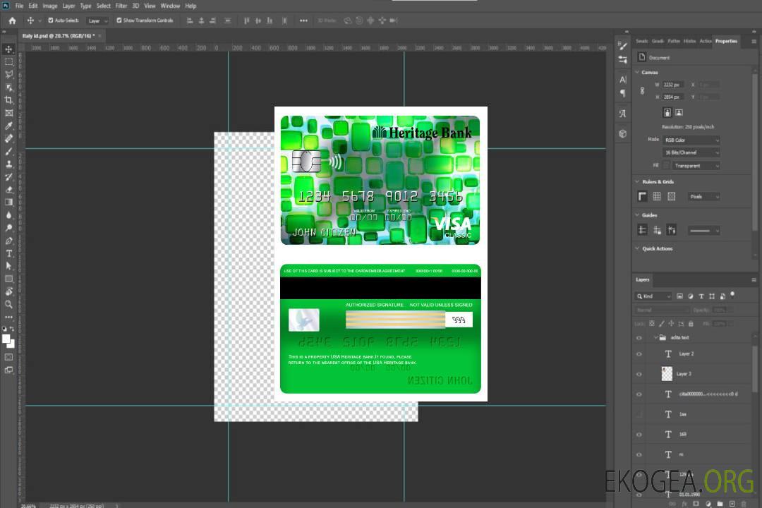 Carte visa classique USA Heritage Bank template